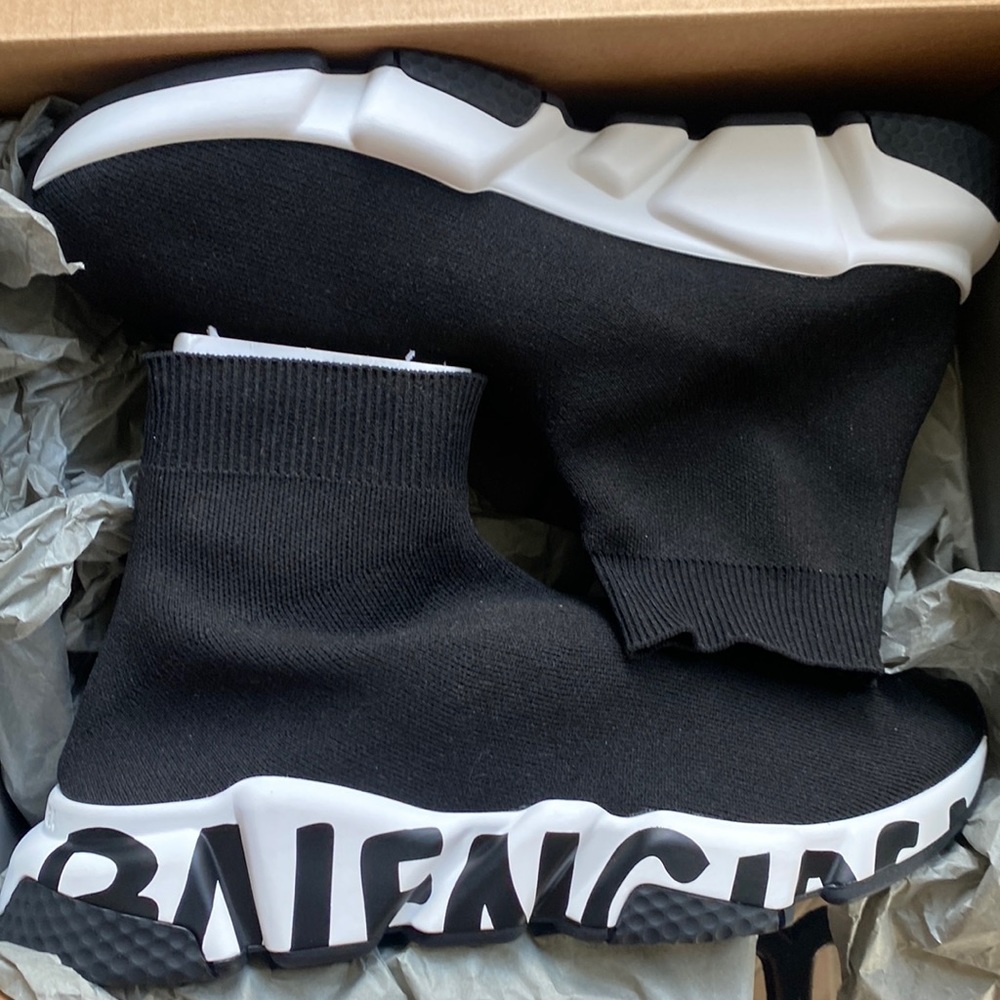 Balenciaga Women’s Speed Graffiti Sock Sneakers. Euro size 37